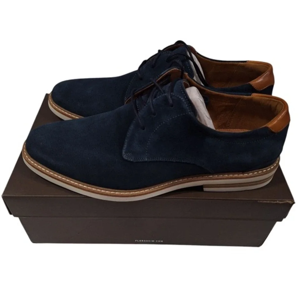 Florsheim HIGHLAND Plain Toe Oxford Men's Size 8.5 Color Navy Blue Suede New Box